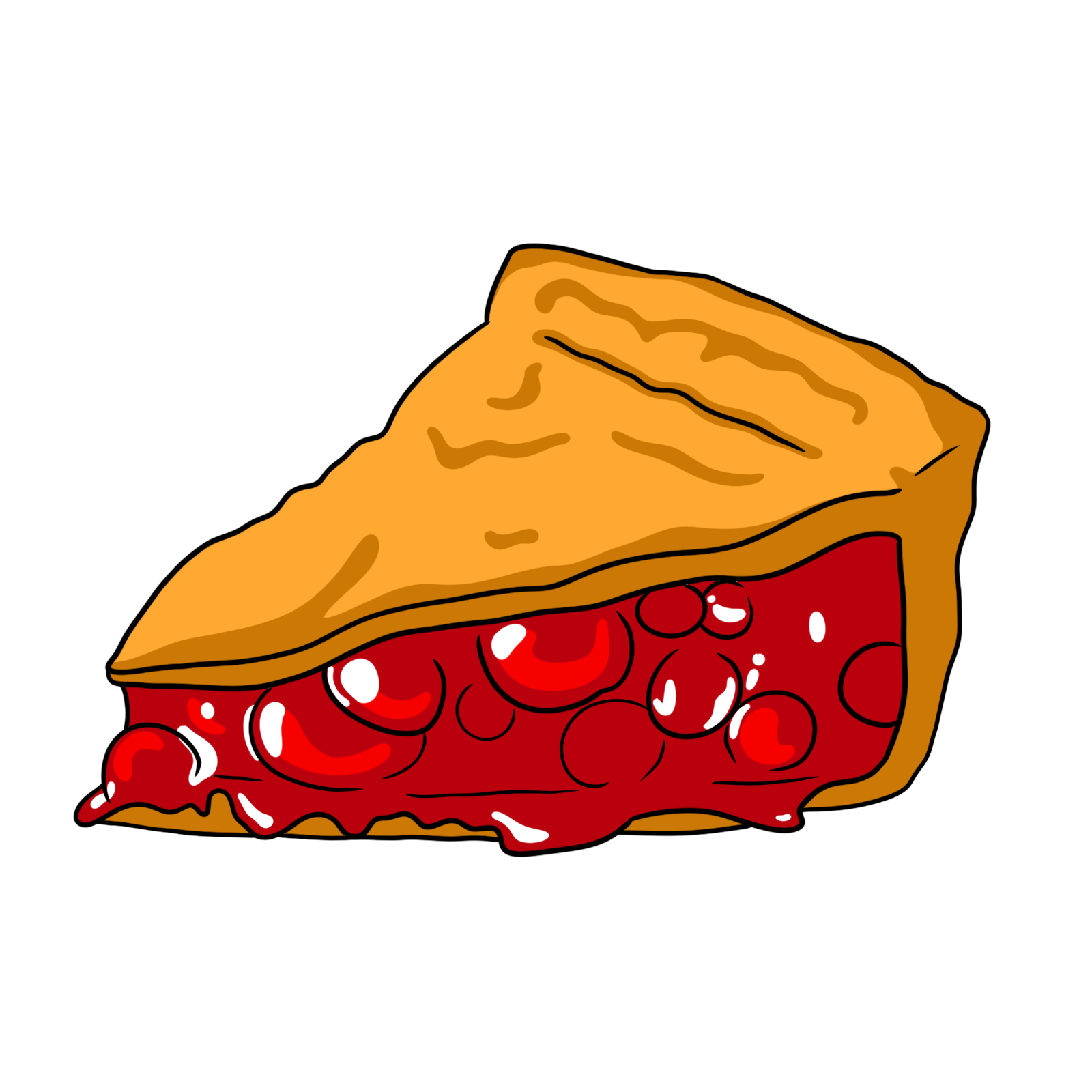 a cartoon drawing of a slice of cherry pie